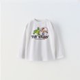 thumbnail image 5 of Camiseta blanca con estampado de cuello redondo para niños, camisetas versátiles simples e informales, Tops de moda de dibujos animados para niños de 1 a 6 años, ropa de primavera y otoño, 5 of 5