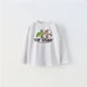 thumbnail image 5 of Camiseta blanca con estampado de cuello redondo para niños, camisetas versátiles simples e informales, Tops de moda de dibujos animados para niños de 1 a 6 años, ropa de primavera y otoño, 5 of 5