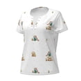 thumbnail image 2 of Naloa Rabbit Blowing Dandelions Print T-Shirts Short Sleeve V Neck Tees for Women Fashion Tops Trendy Lightweight Soft Casual Summer Outfits Clothes, 2 of 5