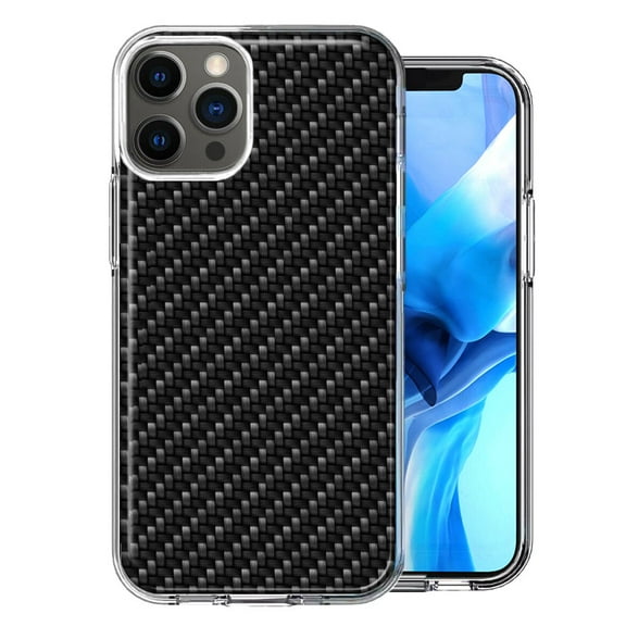 MUNDAZE For Apple iPhone 12 Pro Carbon Fiber Look Double Layer Phone Case Cover