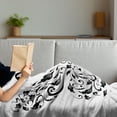 thumbnail image 3 of Butterfly Soft Flannel Fleece Throw Blanket, Silhouette of Moth with Swirl Floral Blossom Line Animal Illustration, Cozy Plush for Indoor and Outdoor Use, 50" x 70", Black and White, by Ambesonne, 3 of 5