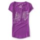 thumbnail image 1 of Camiseta henley de Manga corta Aeropostale con diamantes de imitación para mujer morado mediano, 1 of 2