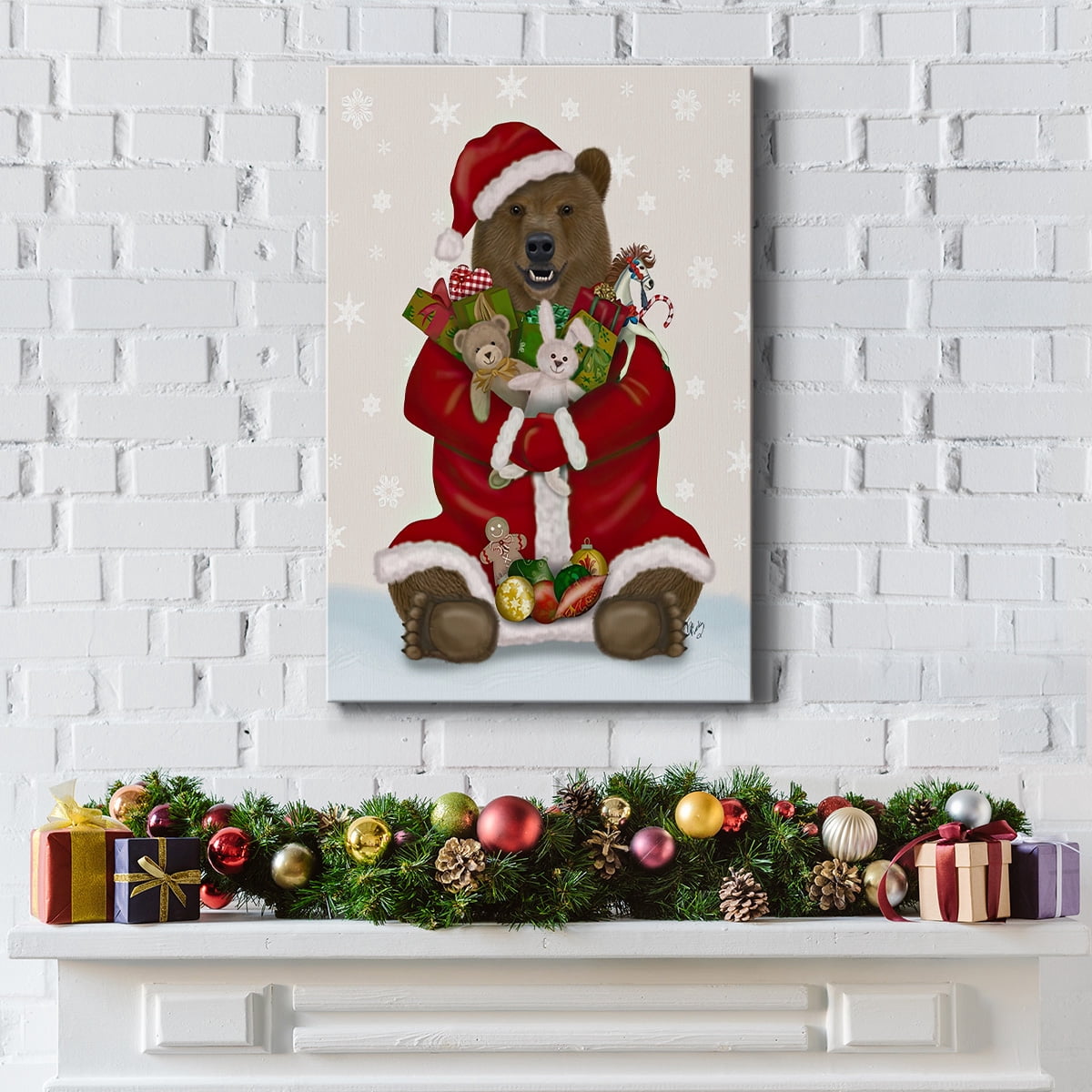 Christmas Christmas Present Bear Hug- Gallery Wrapped Canvas