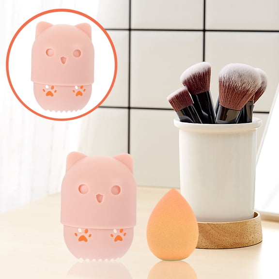 LIFKOME Pink Silicone Makeup Sponge Box with Draining Hole Design for Travel