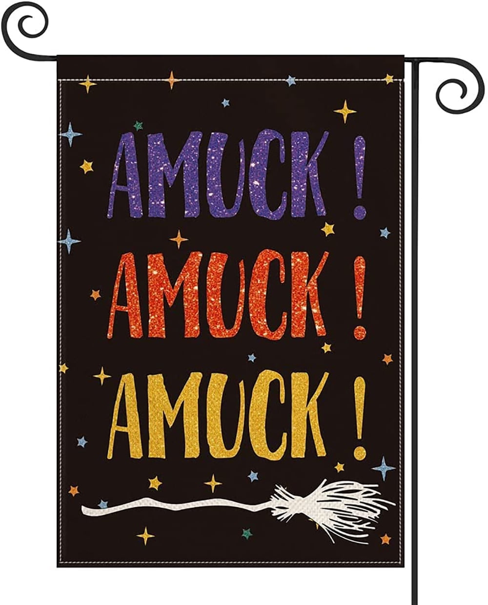 Artoid Mode Amock Witch Broom Halloween Garden Flag for Front Yard 12.5 x 18