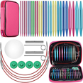 thumbnail image 2 of 52 Pieces Aluminum Interchangeable Circular Knitting Needle Set,13 Size Interchangeable Crochet Needles for Knitting, 2 of 8