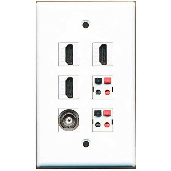 RiteAV - 3 HDMI 1 Port BNC 2 Port Speaker Wall Plate