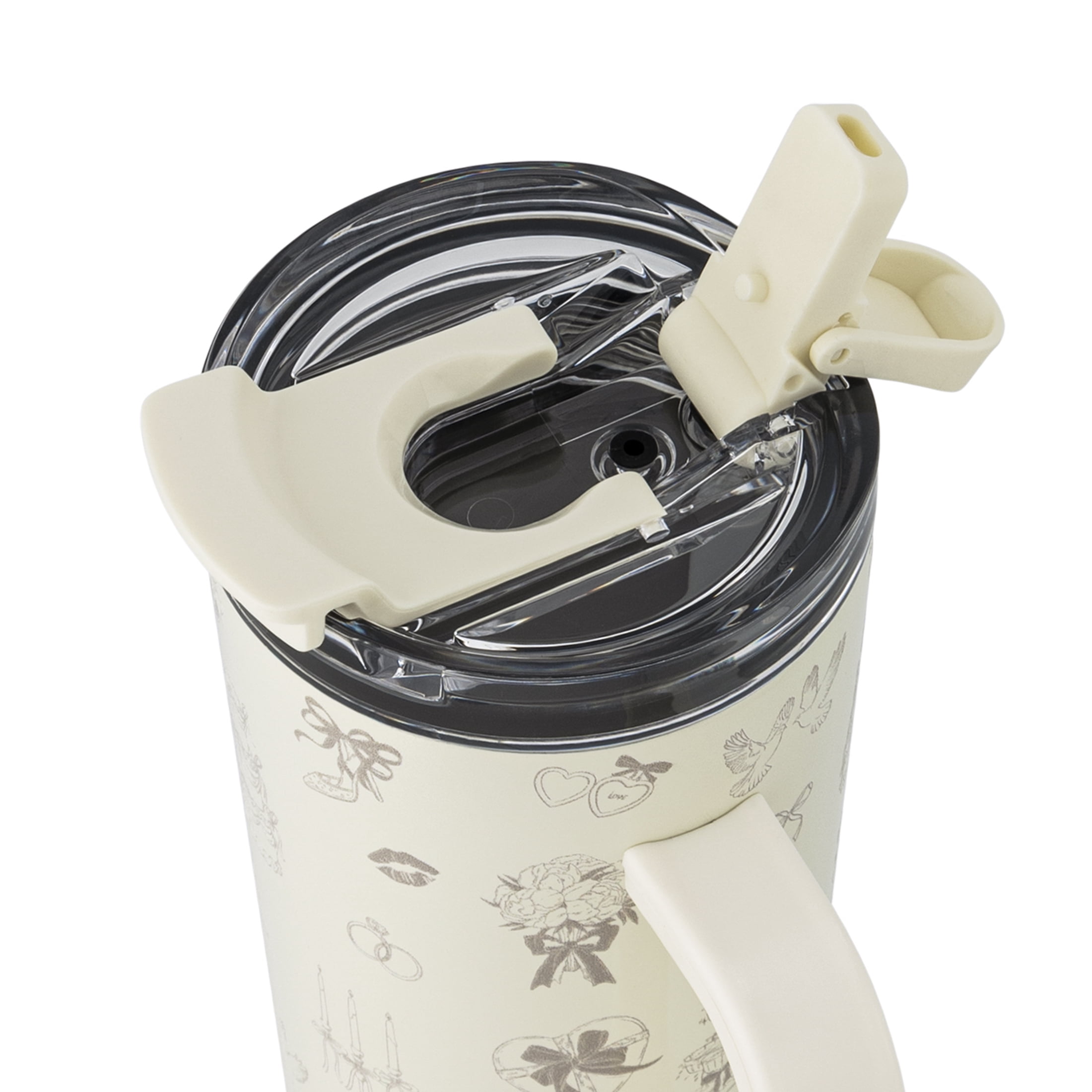 Thyme & Table 24oz Stainless Steel Luna Tumbler with Handle and Dual Straw Lid, Wedding