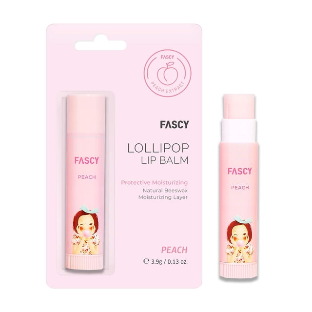 FASCY Lollipop Bálsamo labial Melocotón Bálsamos labiales e hidratantes Bálsamo labial coreano Productos labiales coreanos Sin parabenos Hidratante 0.13 oz (melocotón)