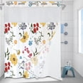 thumbnail image 4 of Dznils Cortina Shower de Tela Blanca sin Gancho con Forro a Presión, 72" x 74", Estampado Floral Rojo, 4 of 11