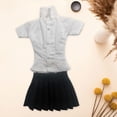 thumbnail image 1 of Camisa de manga corta y vestido de falda Hugo 1/6 moda Casual Retro miniatura para muñeca femenina 12 pulgadas falda negra, 1 of 10