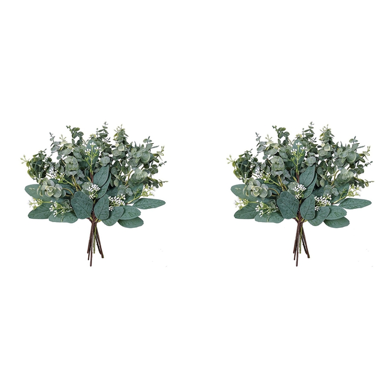 20X Mixed Eucalyptus Leaves Stems Bulk Artificial Eucalyptus Leaves