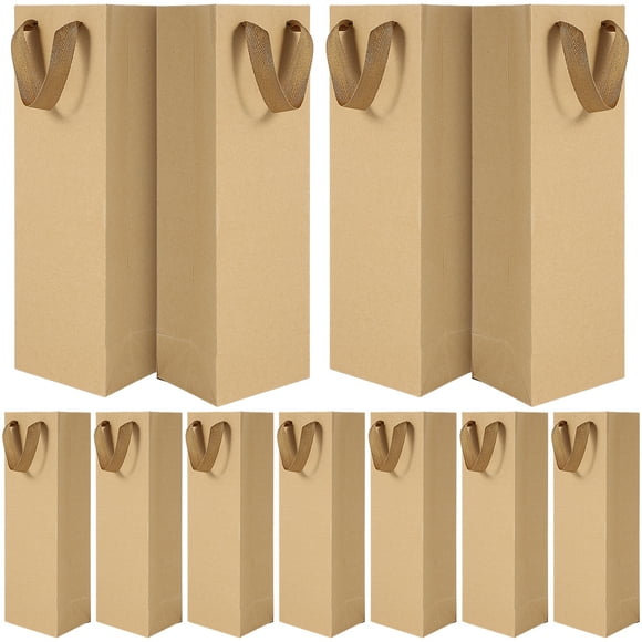Bolsas de papel kraft para vino tinto, 24 unidades, para envasar bebidas y almacenar (tamaño individual: 11 x 9 x 35 cm)