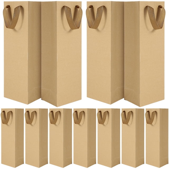 24 Uds. Bolsa de mano de papel Kraft para vino tinto, bolsa de embalaje para bebidas y vino, bolsa de almacenamiento (un solo recipiente 11*9*35)