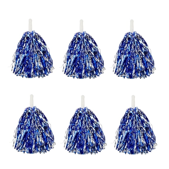 6-Pack  Cheerleading Pom Poms, Metallic Pom Poms Bulk with Handles, Plastic Sports Pom Poms for Cheer, Dance & Parties