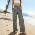 thumbnail image 2 of GUACER Wide Leg Palazzo Pants for Women Casual Plaid Elastic Waisted with Pockets Baggy Vacation Trousers, 2 of 9