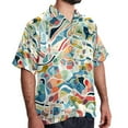 thumbnail image 2 of Atlas Men's Short Sleeve Poplin Shirt, Casual Printed Button Down Top for Summer Beach, Spread Collar Unisex Beach Shirt, 2 of 6