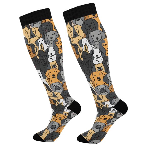joogoo Cute Doodle Dog Compression Socks Women Men Knee High Sock