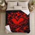thumbnail image 5 of Red Flame Heart with Thorny Roses, Bold Gothic Style for Dark Art Lovers, Fiery Love Emblem and Valentine's Day Gift, Soft Flannel Blanket for Bedroom and Living Room, Home Decor, 5 of 9