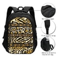 thumbnail image 3 of Golden Wild Animal Skins With African Tribal Motifs Laptop Backpack with USB Charging Headphone Port Casual Daypack Bag College Business Travel, 3 of 7