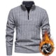 thumbnail image 1 of Blusa y camisa de cuello alto de manga larga para hombre, de color liso, con estampado de punto, con intensificación de polar y cremallera, blusa de cuello alto para hombre, blusa de poliéster, 1 of 8