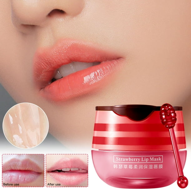 Fiudx Exfoliante Labial de Fresa, Hidratante para Labios Suaves, Brillo Labial Nutritivo para Hidratar, Mascarilla Labial de Noche Que Reduce Las Líneas de Expresión, Ideal para Uso Diurno y Nocturno