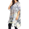 thumbnail image 4 of Sakkas Sira Women's Casual Short Sleeve Loose Pullover Mid-Long Oversize Top Tunic - ORW234-White - One Size, 4 of 5