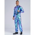 thumbnail image 5 of Choomomo Men's Astronaut Alien Space Suit Metallic Shiny Mock Neck Long Sleeve Jumpsuits Outfits Blue L, 5 of 7