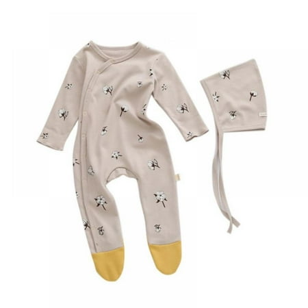 

0-24Months Baby Sleeper Set for Baby Girls | Pink Floral Blush & Stars | Newborn to 24M Footed Girl Pajamas