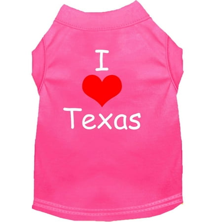 Pet Dog Cat Shirt Screen Printed, "I Love Texas"