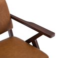 thumbnail image 5 of JURANYAZHU Mid-Century Modern Accent Chair Solid Wood Frame Armchair Comfortable Reading Chair PU Fabric for Bedroom, Living Room, and Study Room,Brown, 5 of 6