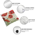 thumbnail image 4 of Nawypu  Ink Oil Painting Watercolor Red Orange Poppy Flowers Green Leaves Decorative Lumbar Throw Pillow Cover Case Home Living Room Bed Sofa Car 2pcs White, 4 of 6