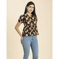thumbnail image 2 of Moomaya Womens Short Puff Sleeves Peplum Top, V Neck Cotton Crop Top, 2 of 7