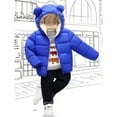 thumbnail image 3 of Canrulo Infant Toddler Kids Baby Boy Girl Bear Hooded Coat Winter Thick Jacket Winter Outwear Royal Blue 18-24 Months, 3 of 7