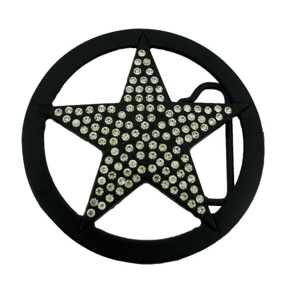 Jet Black Lone Texas Star Bling Rhinestones Cowgirls Rodeo Texans Belt Buckle Metal Fashion Costume
