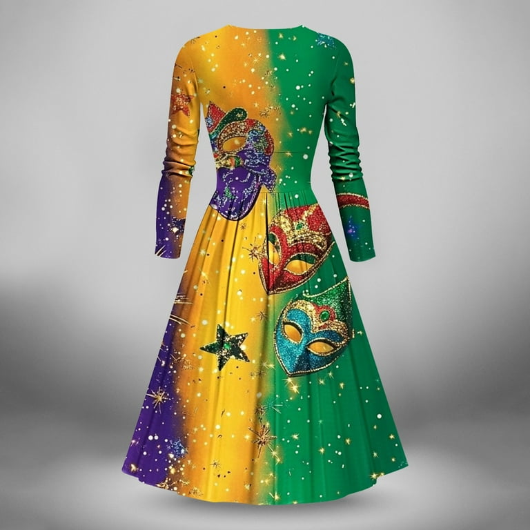 knee length dresses for ladies Mardi Gras Sequin Sleeve Tier Dress, Purple – Fleurty Girl