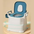 thumbnail image 1 of Bedside Commode, Silent Folding Lid Wider Armrests Anti Slip High Load Capacity Commode Chair for Toilet with Garbage Bag for Elderly, 1 of 8