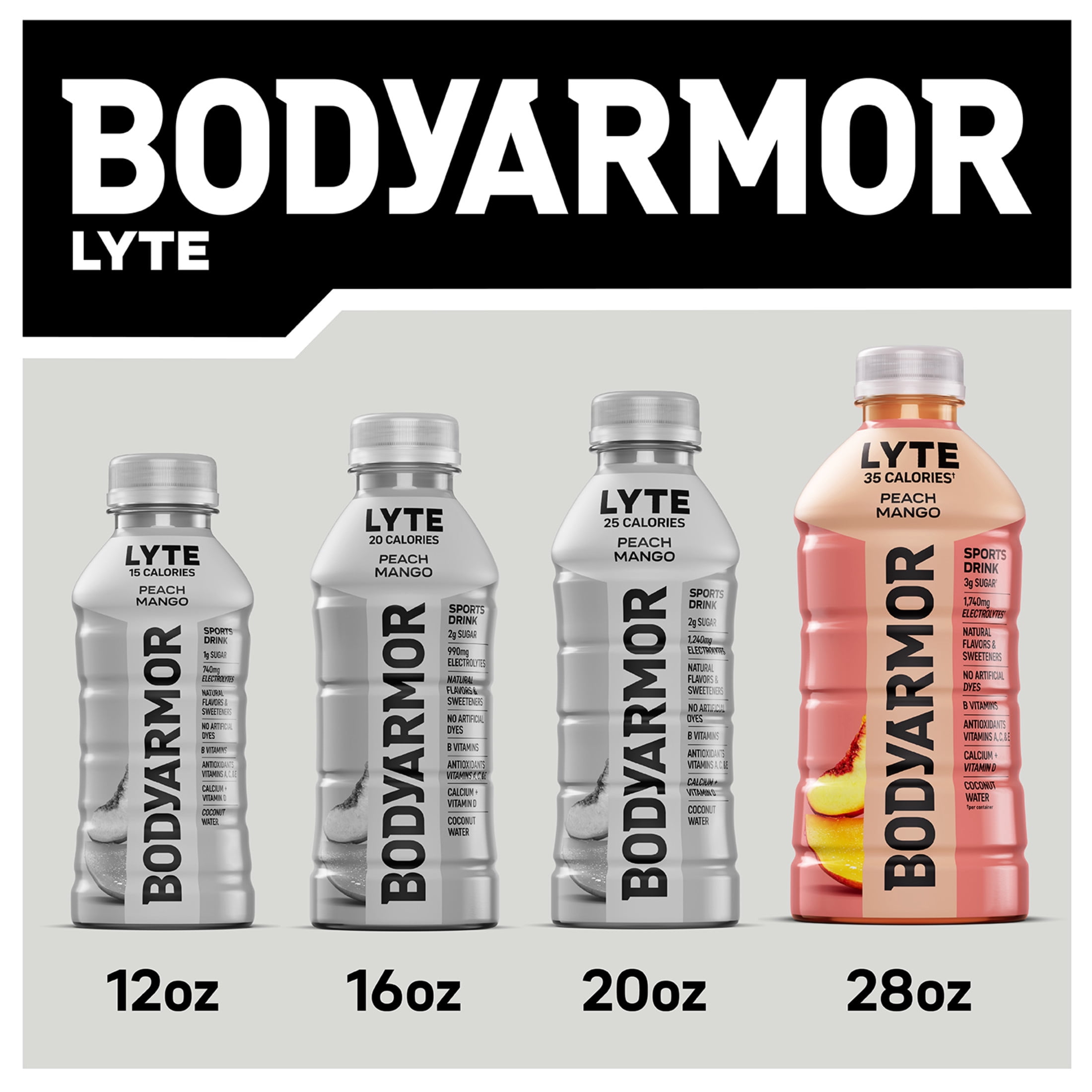 (5 pack) BODYARMOR Lyte Peach Mango Electrolyte Sports Drink, 28 fl oz Bottle
