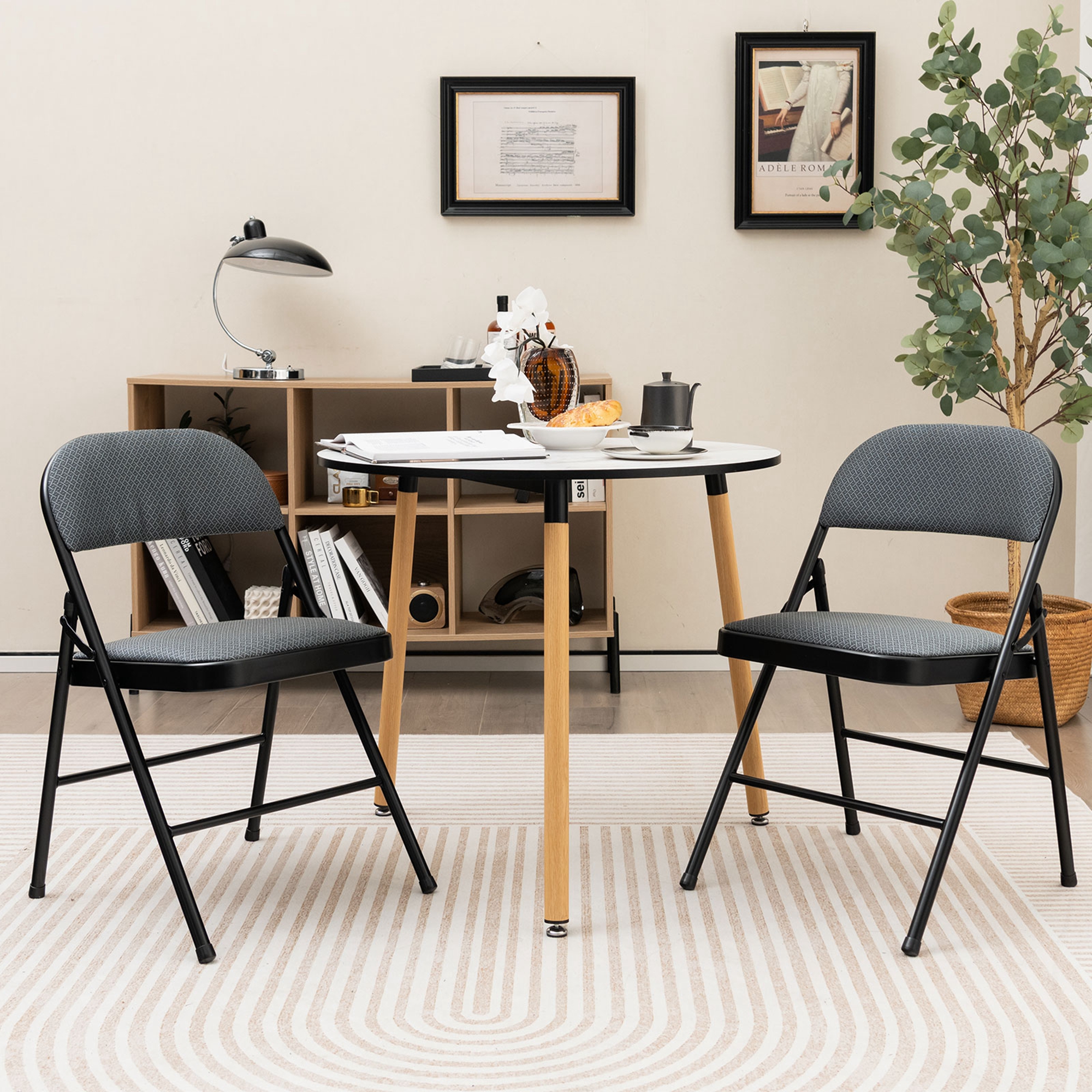 Costway Pack of Dining Chairs, Fabric Upholstered, Padded Seat