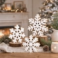 Trivibe 3PC Christmas Wooden Snowflake Tabletop Decor Distressed ...