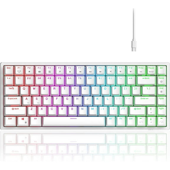 RK ROYAL KLUDGE RK84 Wired RGB 75% Hot Swappable Mechanical Keyboard, 84 Keys Tenkeyless TKL Gaming Keyboard w/Programmable Software and High-capacity Battery, RK Red Switch