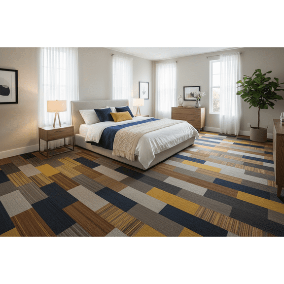 Tread Haven Assorted Carpet Tiles 24" x 12" – Peel & Stick – 24 Pieces Cover 48 sq ft
