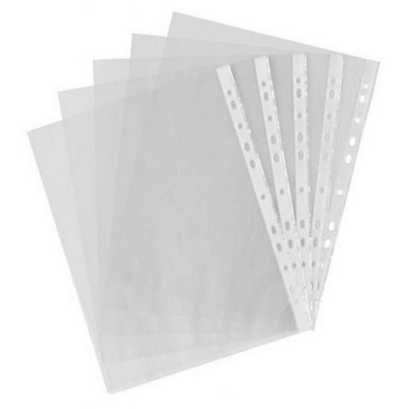 100pcs A4 PP Punched Punch Pockets Folders Filing Wallets Sleeves Bag Transparent 0.03mm