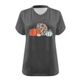 thumbnail image 4 of WREESH Plus Size Women Thanksgiving Shirt Pumpkin Graphic Graphic Tees Casual Short Sleeve V Neck T Shirts Fall Tops Dark Gray, 4 of 5