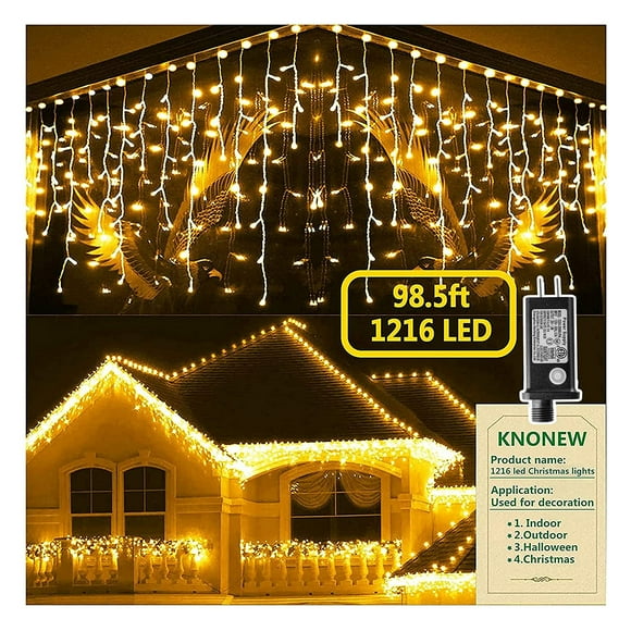 Luces navideñas Knonew, 99 pies, 1216 LED, decoración exterior