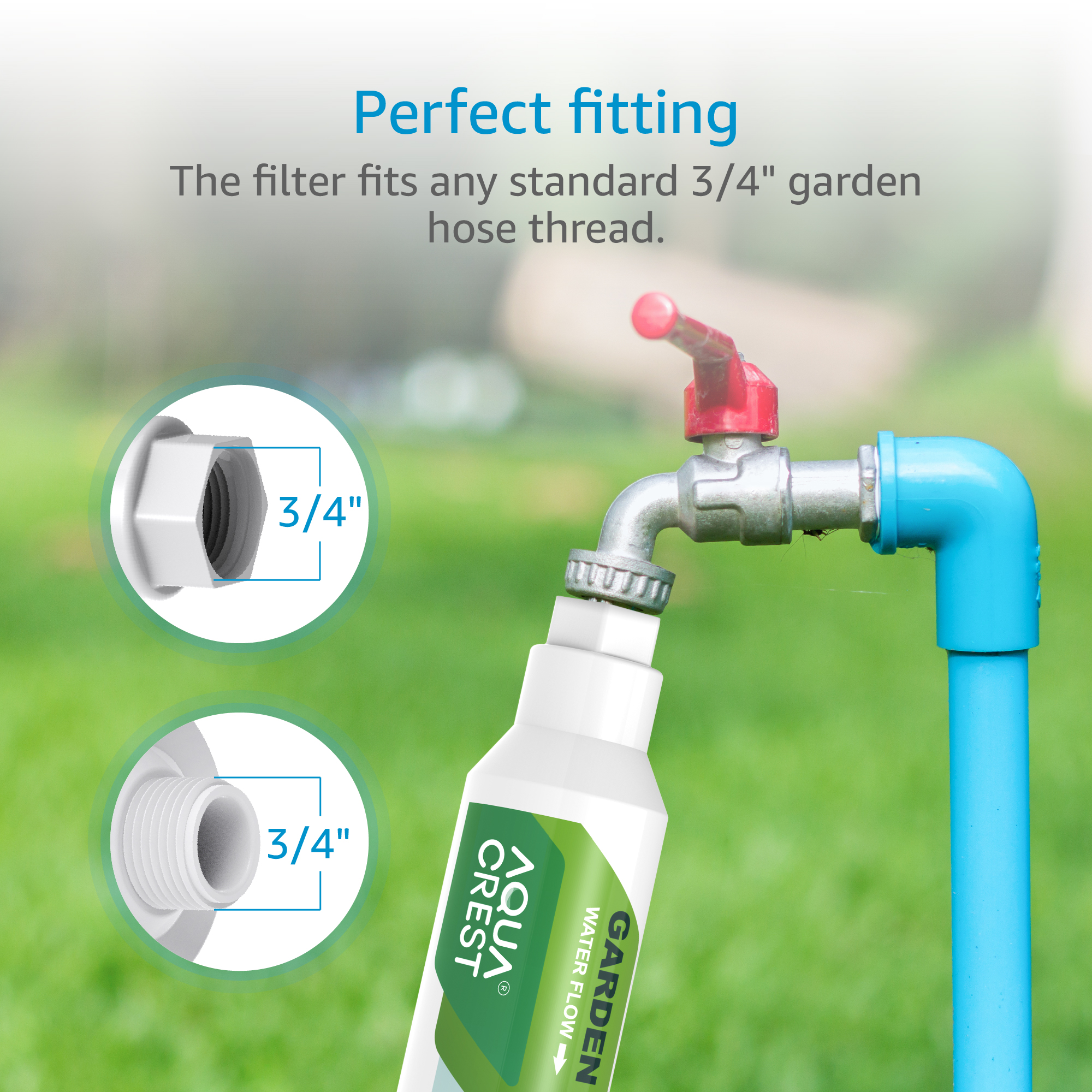 2 Pack AQUA CREST Garden Hose Water Filter, Compatible with Mist Cooling System Improve Plants Health, Greatly Reduces Chlorine, Odor, Calcium