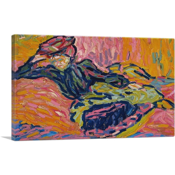 ARTCANVAS Girl on a Couch 1906 Canvas Art Print by Ernst Ludwig Kirchner - Size: 18" x 12" (1.50" Deep)