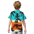 thumbnail image 5 of Abcomgle Boys Short Sleeve Button Down Shirt Size 10-12 Button Down Short Sleeve Boys Spring Shirts Tropical Palm Tree Sunset Print Cruise Boys Dress Shirt,Sky Blue,10-11Years, 5 of 5
