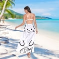 thumbnail image 7 of FORMRS Womens Long Sarong Beach Wrap Semi-Sheer Bikini Skirt Bathing Swimsuit Cover Up, White Chubby Cat, 7 of 7