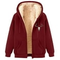 thumbnail image 2 of Fanxing Men's Casual Fleece Coat Western Warm Sherpa Lined Long Jackets Coats Full Zipper Hooded Sweatshirts Outerwear S-3XL Wine,M, 2 of 5